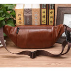 Men's Waist Bag Genuine Cowhide Leather Convertible Crossbody