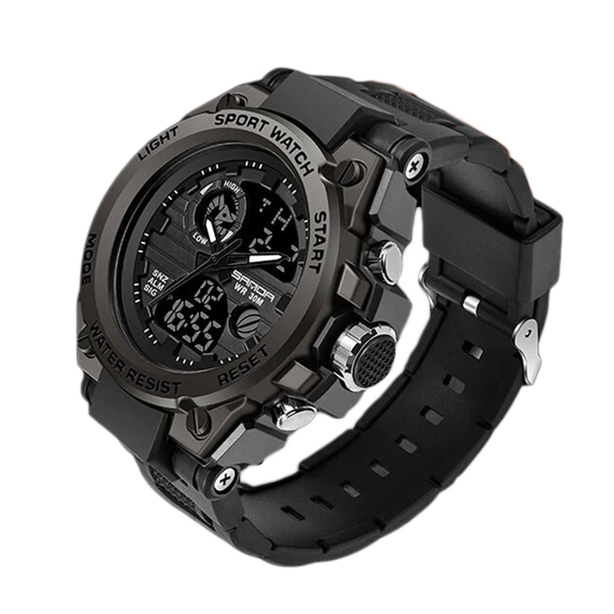 Men's Watch Dual Analog & Digital 98-Foot Water-Resistant Silicone Band