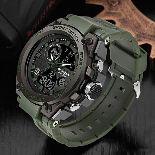 Men's Watch Dual Analog & Digital 98-Foot Water-Resistant Silicone Band