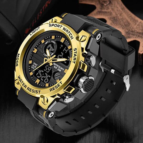 Men's Watch Dual Analog & Digital 98-Foot Water-Resistant Silicone Band