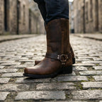 Men's Western Boots Handmade Leather Harness Buckle Cushioned Insole