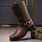 Men's Western Boots Handmade Leather Harness Buckle Cushioned Insole