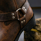 Men's Western Boots Handmade Leather Harness Buckle Cushioned Insole