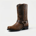 Men's Western Boots Handmade Leather Harness Buckle Cushioned Insole
