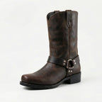 Men's Western Boots Handmade Leather Harness Buckle Cushioned Insole
