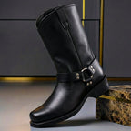 Men's Western Boots Handmade Leather Harness Buckle Cushioned Insole