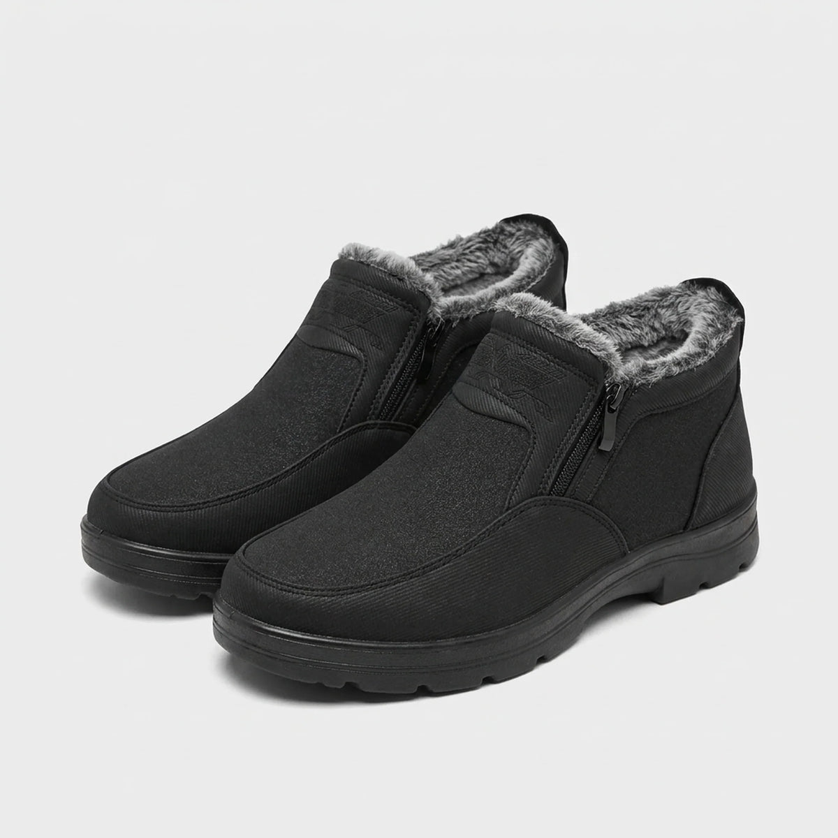 Men's Winter Boots Cowhide Leather Fur-Lined Non-Slip Sole