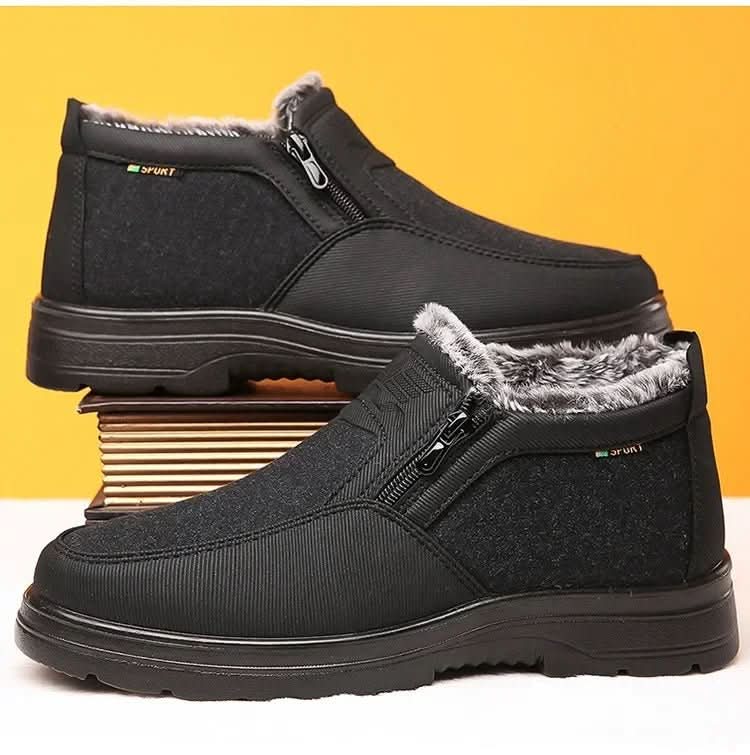 Men's Winter Boots Cowhide Leather Fur-Lined Non-Slip Sole