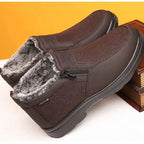 Men's Winter Boots Cowhide Leather Fur-Lined Non-Slip Sole
