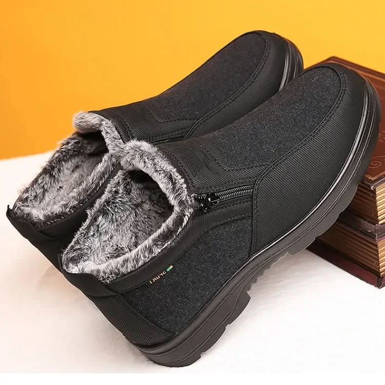 Men's Winter Boots Cowhide Leather Fur-Lined Non-Slip Sole