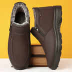 Men's Winter Boots Cowhide Leather Fur-Lined Non-Slip Sole