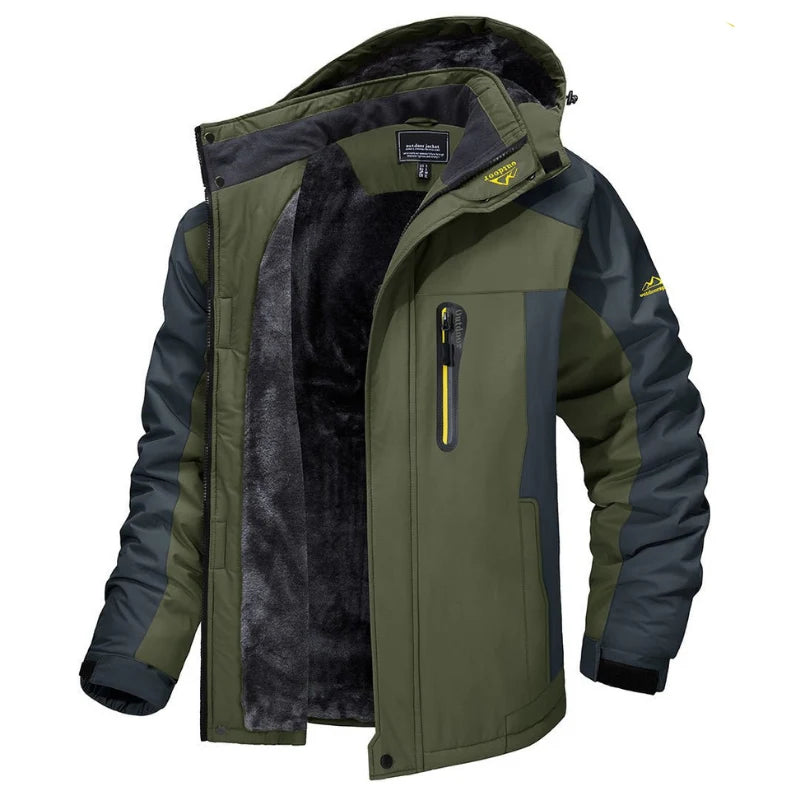 Men's Winter Jacket Waterproof Fleece Lined Removable Hood