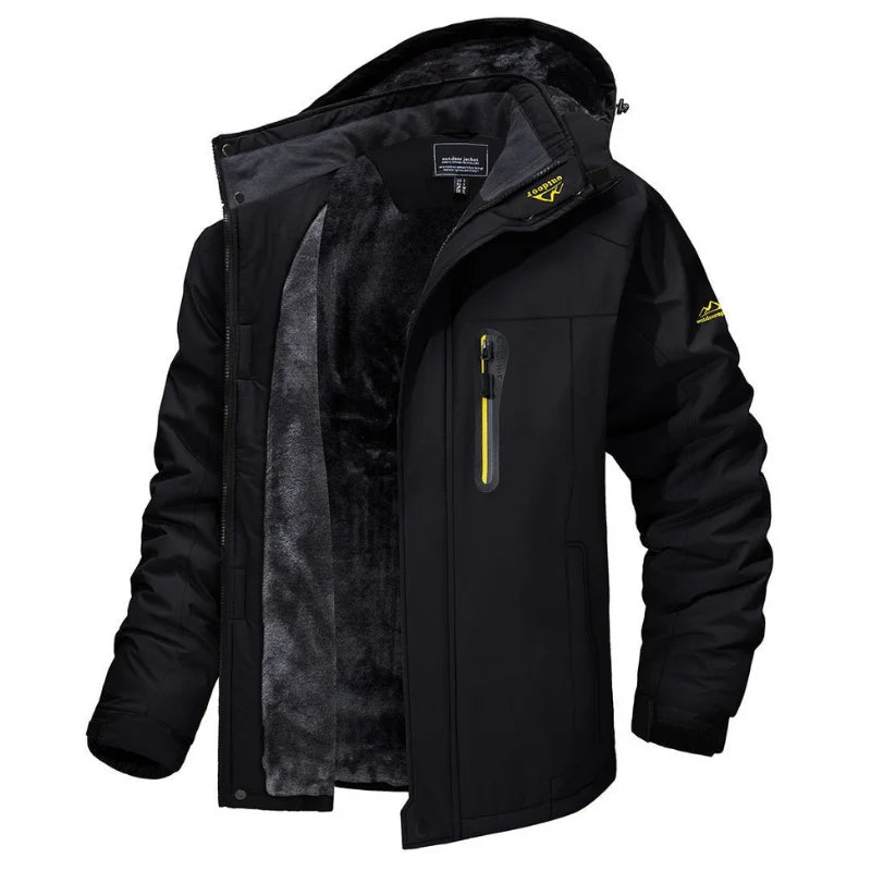 Men's Winter Jacket Waterproof Fleece Lined Removable Hood
