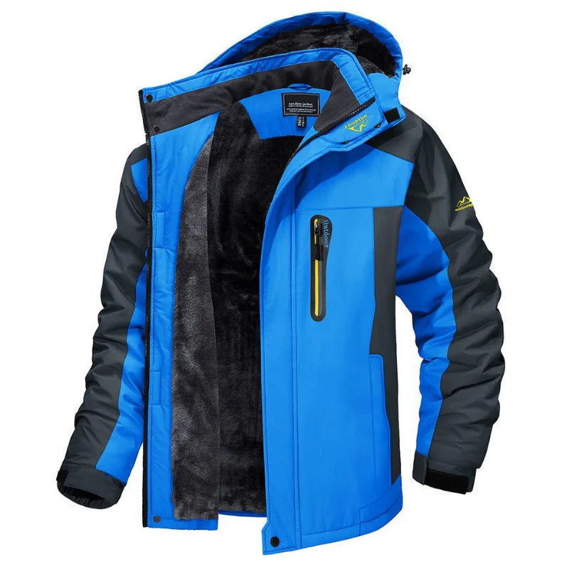 Men's Winter Jacket Waterproof Fleece Lined Removable Hood