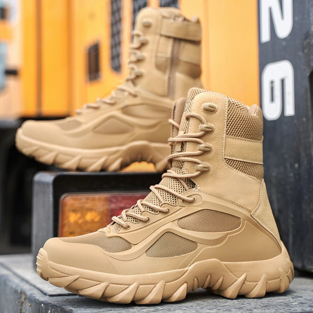 Men's Work Boots Side-Zip High-Ankle Treaded Outsole