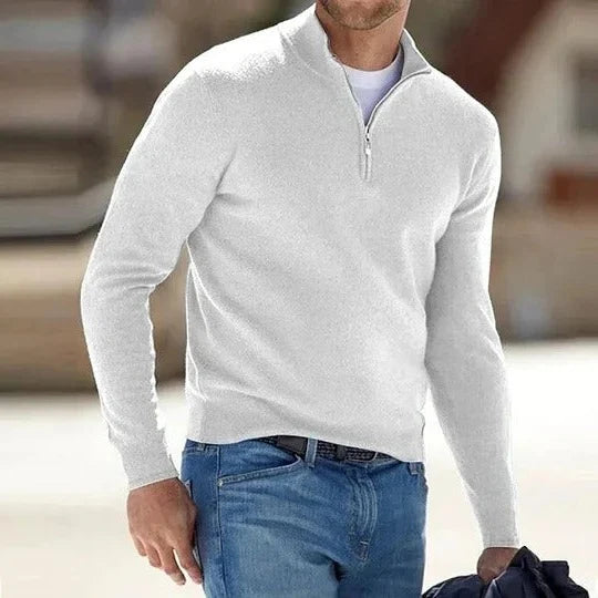 Men's Zip Sweater Cashmere Lightweight Regular Fit