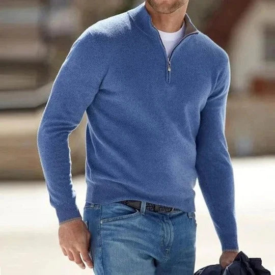 Men's Zip Sweater Cashmere Lightweight Regular Fit
