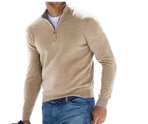 Men's Zip Sweater Cashmere Lightweight Regular Fit