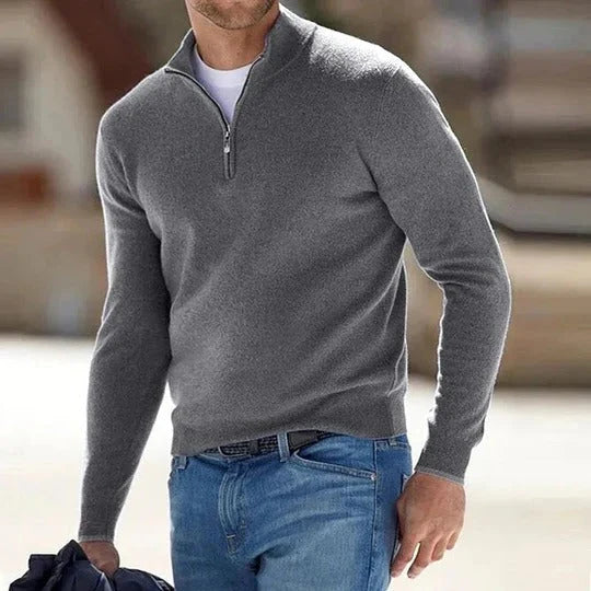 Men's Zip Sweater Cashmere Lightweight Regular Fit