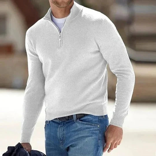 Men's Zip Sweater Cashmere Lightweight Regular Fit