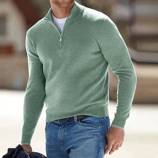 Men's Zip Sweater Cashmere Lightweight Regular Fit
