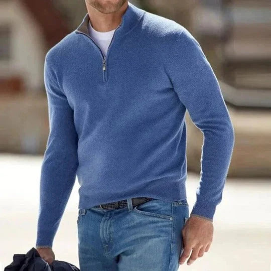 Men's Zip Sweater Cashmere Lightweight Regular Fit