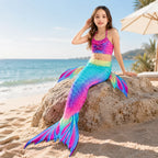 Mermaid Swim Set Three-Piece Removable Tail Ocean Print