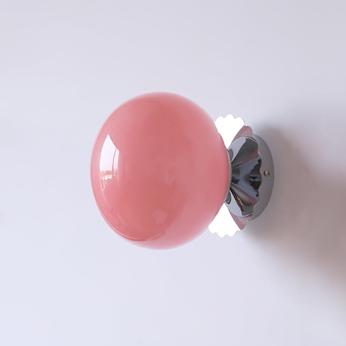 Metal Frame & Pink Glass Wall Sconce