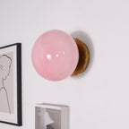 Metal Frame & Pink Glass Wall Sconce