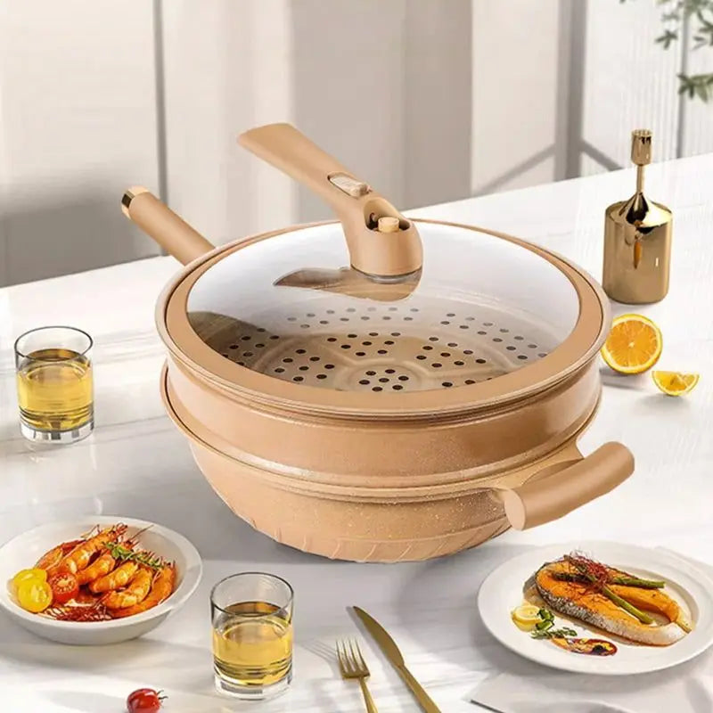 Micro-Pressure Non-Stick Electric Wok (Dishwasher-Safe)