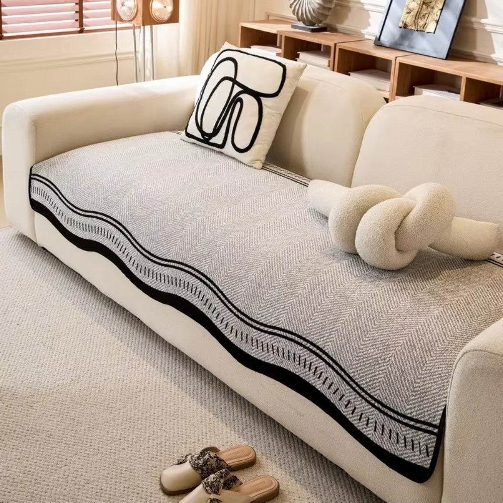 Microfiber Anti-Slip Contoured Edge Sofa Cover (Machine Washable)