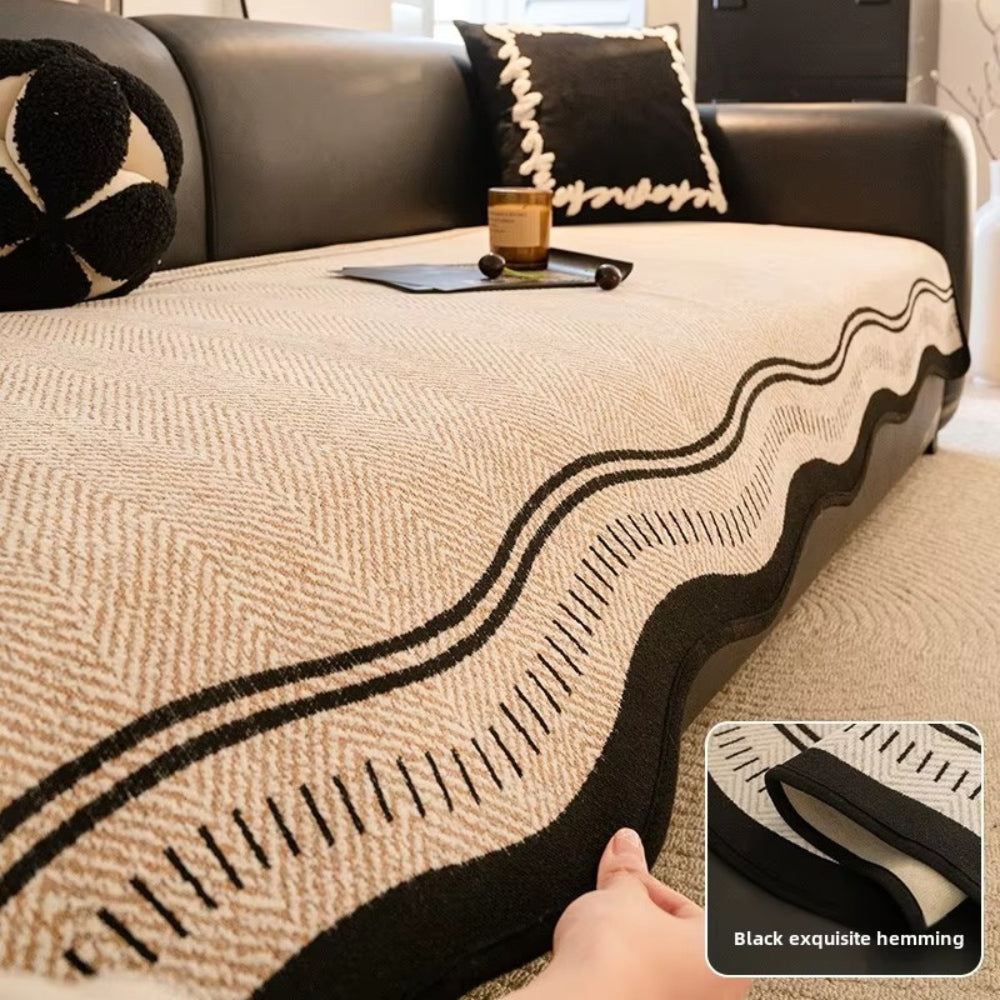 Microfiber Anti-Slip Contoured Edge Sofa Cover (Machine Washable)