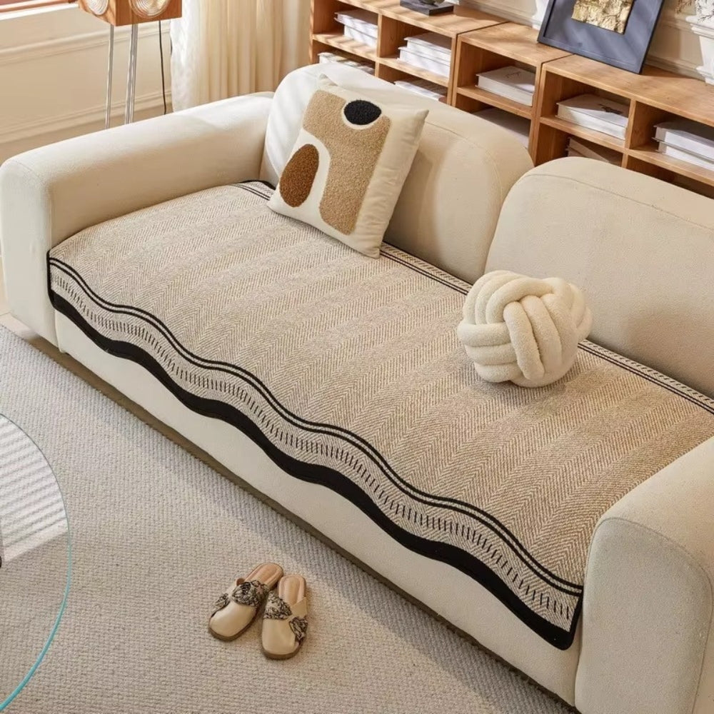 Microfiber Anti-Slip Contoured Edge Sofa Cover (Machine Washable)