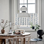Microfiber Blend Blue Inkblot Tassel Fringe Cabinet Curtain (Multiple Sizes)
