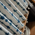Microfiber Blend Blue Inkblot Tassel Fringe Cabinet Curtain (Multiple Sizes)