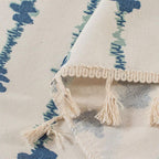 Microfiber Blend Blue Inkblot Tassel Fringe Cabinet Curtain (Multiple Sizes)