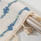Microfiber Blend Blue Inkblot Tassel Fringe Cabinet Curtain (Multiple Sizes)