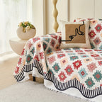 Microfiber Blend Geometric Sofa Throw Cover (Machine Washable)
