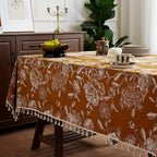 Microfiber Boho Floral Tablecloth (Tassel Trim)