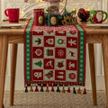 Microfiber Checkered Table Runner With Tassels