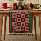 Microfiber Checkered Table Runner With Tassels