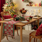Microfiber Checkered Table Runner With Tassels