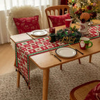 Microfiber Checkered Table Runner With Tassels
