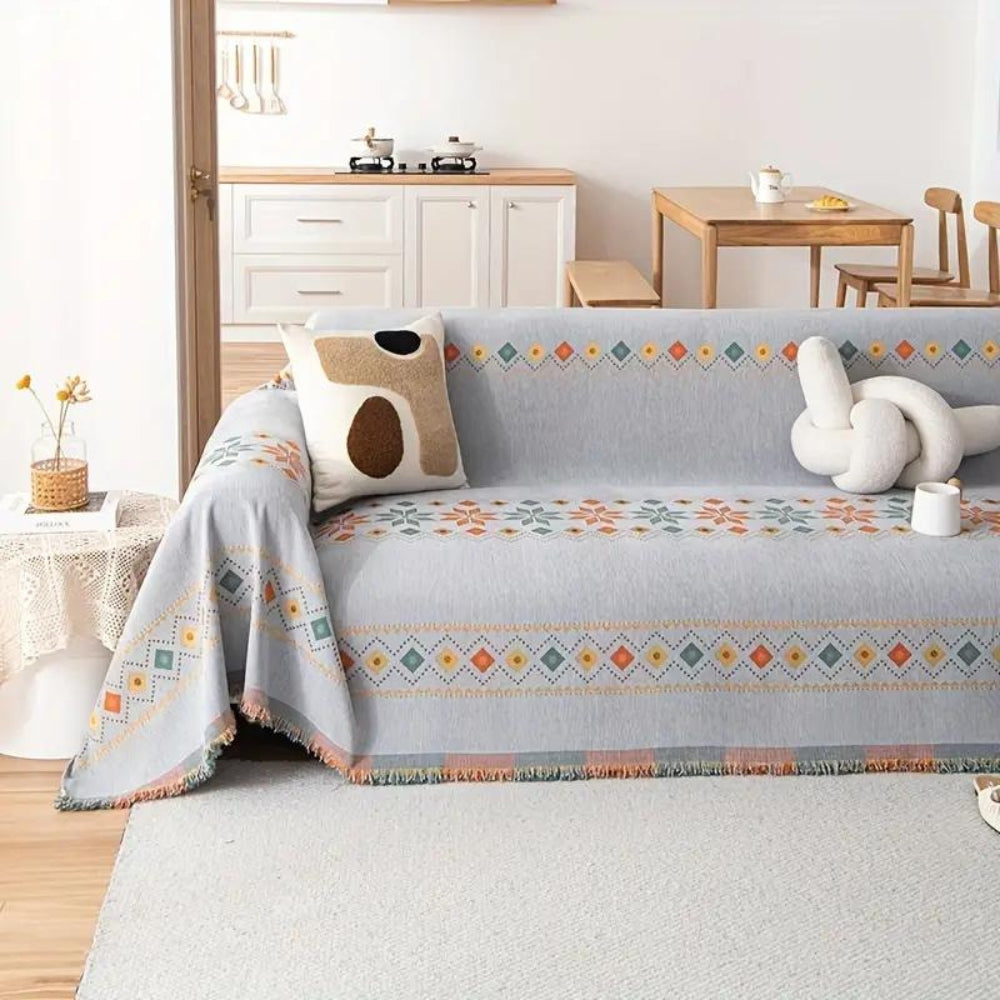Microfiber Chenille Non-Slip Boho Tassel Sofa Cover (Universal Fit)