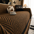 Microfiber Chevron Herringbone Sofa Cover (Tassel Trim)
