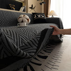 Microfiber Chevron Herringbone Sofa Cover (Tassel Trim)