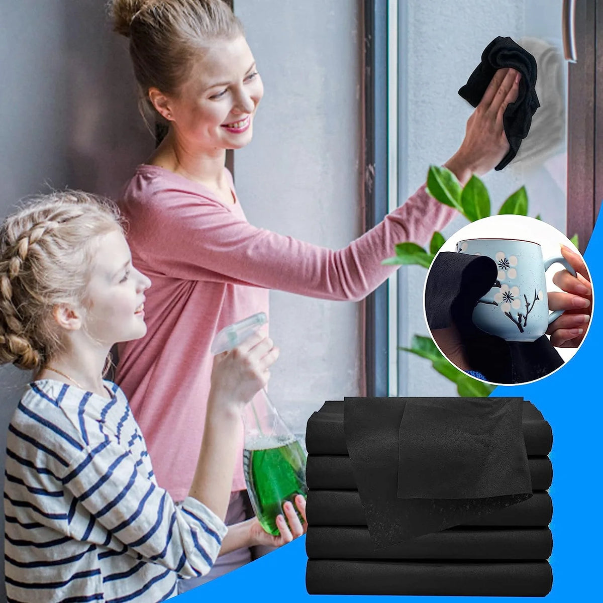 Microfiber Cleaning Cloths Streak-Free & Lint-Free 10-Pack