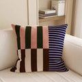Microfiber Concealed Zipper Striped Cushion Cover (18x18 in)