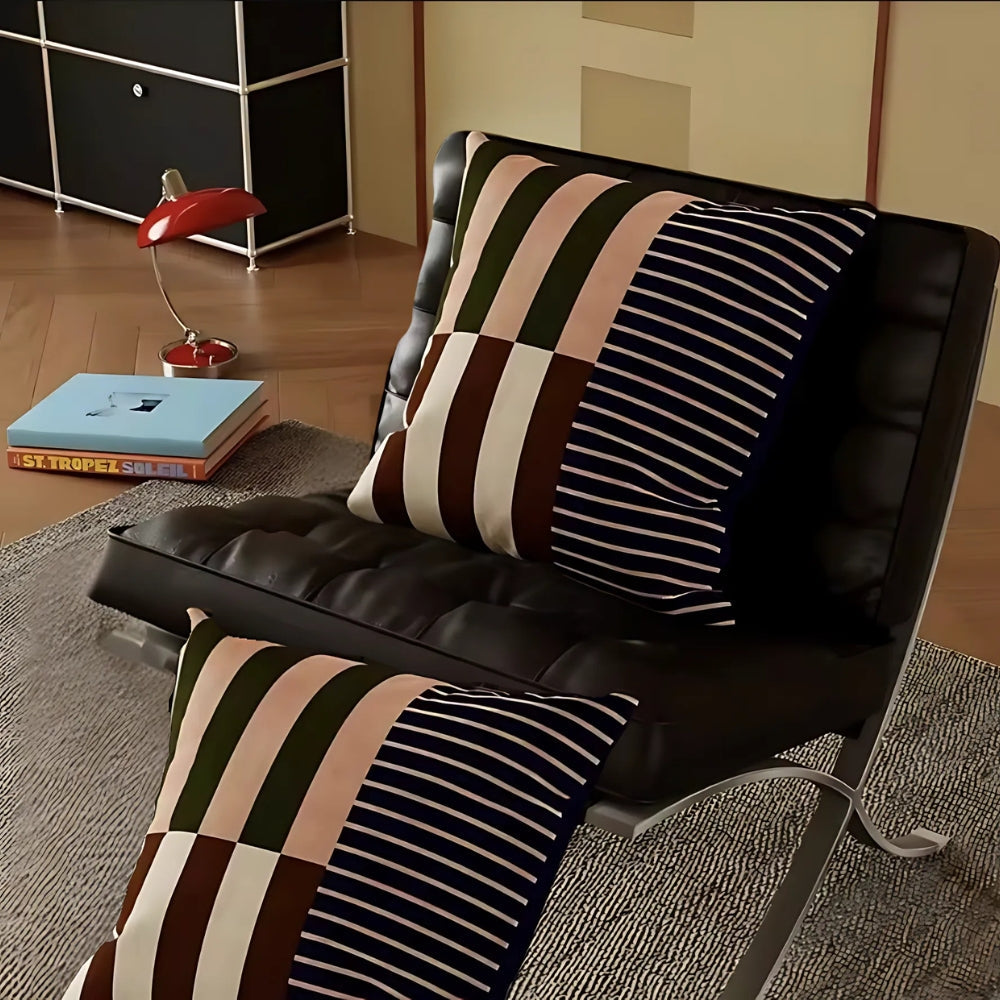 Microfiber Concealed Zipper Striped Cushion Cover (18x18 in)