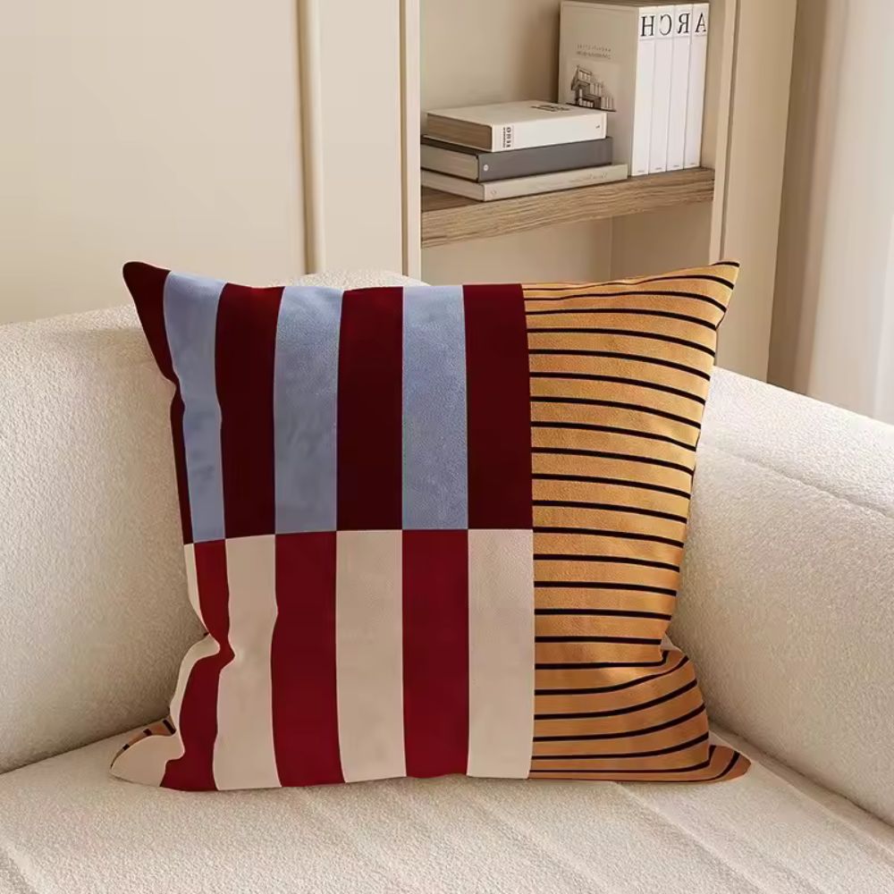 Microfiber Concealed Zipper Striped Cushion Cover (18x18 in)